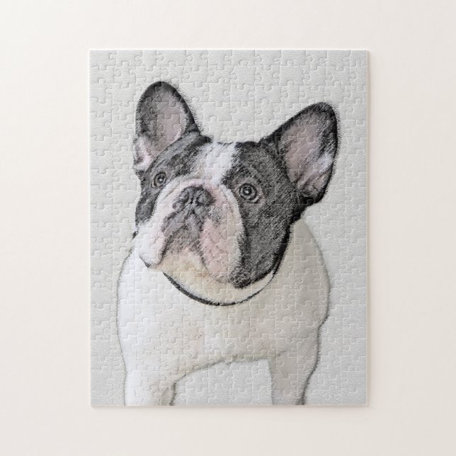 Puzzle Pintura de Bulldog francés (Brindle Pied) - Arte d (Vertical)