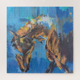 Puzzle Pintura de caballo abstracto azul