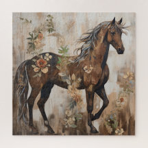 Pintura de caballo floral de bonito