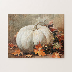 Puzzle Pintura de calabaza blanca rústica
