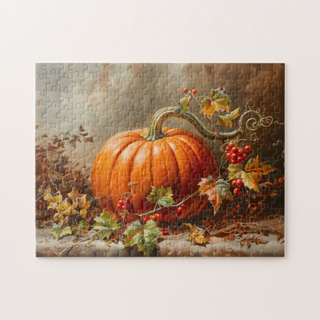 Puzzle Pintura de calabaza Naranja de época (Horizontal)