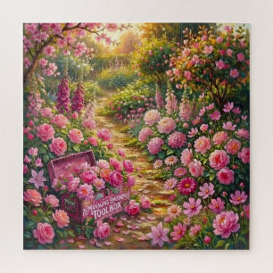 Puzzle Pintura de camino de jardín de flores rosadas soña