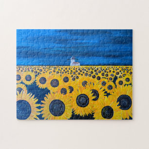 Puzzle Pintura de Campo de Girasoles por Alfred Fox