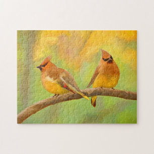Puzzle Pintura de cedro Waxwing - Arte de perro original 