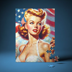 Puzzle Pintura de Chica estadounidense vintage