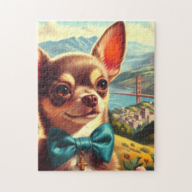 Puzzle Pintura de Chihuahua vintage (Vertical)