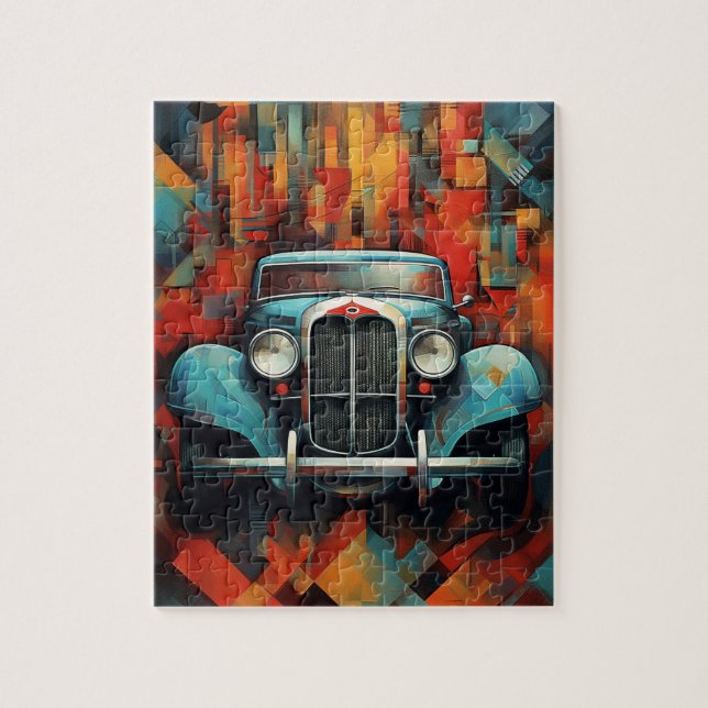 Puzzle Pintura de coches vintage Resumen de arte (Vertical)