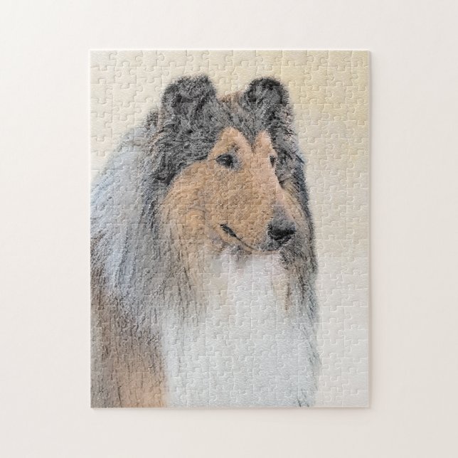 Puzzle Pintura de Collie (Rough) - Arte de Perro Original (Vertical)