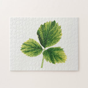 Puzzle Pintura de color de agua con hojas de fresa vintag