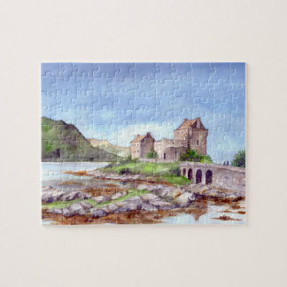 Puzzle Pintura de color de agua del castillo de Donan Eil