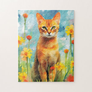 Puzzle Pintura de color de ginger cat colorida