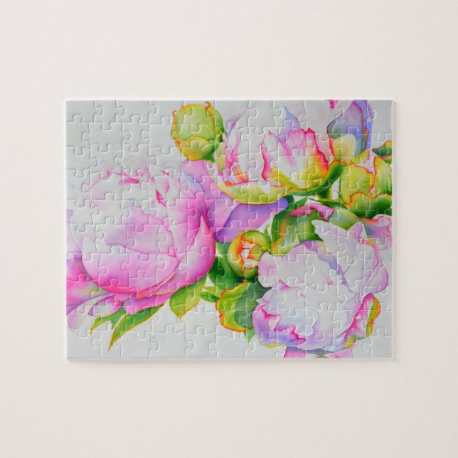 Puzzle Pintura de color rosa, blanco y floral (Horizontal)