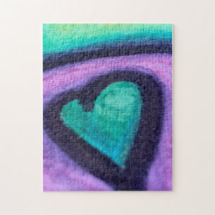 Puzzle Pintura de corazón turquesa