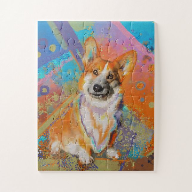 Puzzle Pintura de Corgi colorida (Vertical)