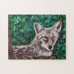 Puzzle Pintura de Coyote en el patio trasero