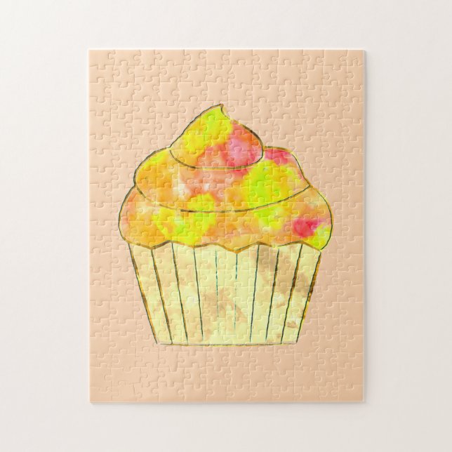 Puzzle Pintura de Cupcake con Acuarela  (Vertical)