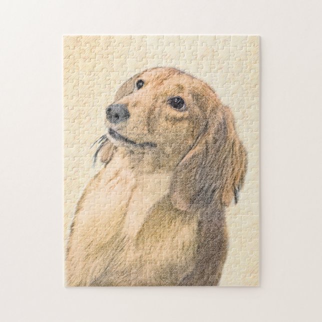 Puzzle Pintura de Dachshund (de cabello largo) - Arte ori (Vertical)