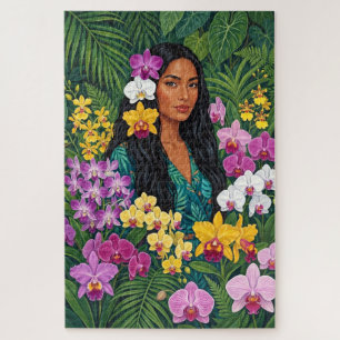 Puzzle Pintura de dama de orquídea tropical Xlrg