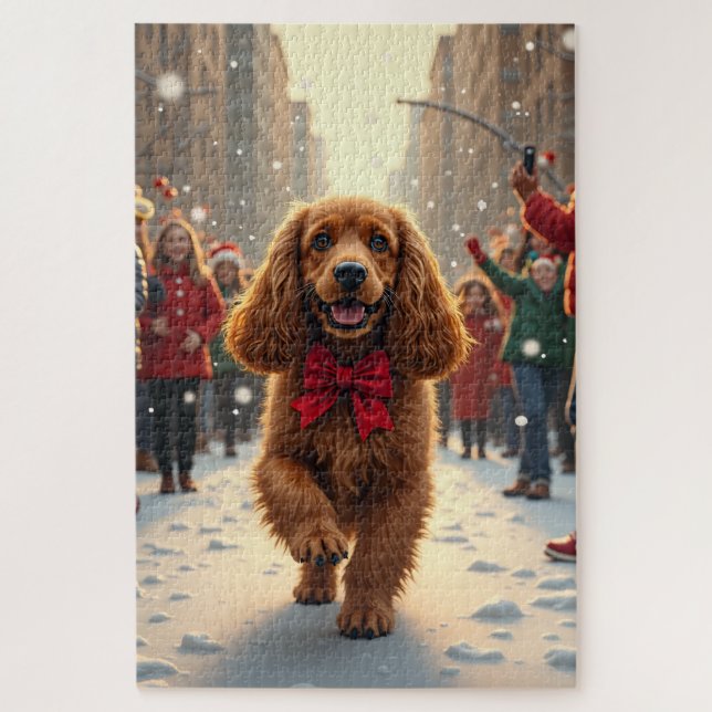 Puzzle Pintura de desfile de Navidad del Cocker Spaniel (Vertical)