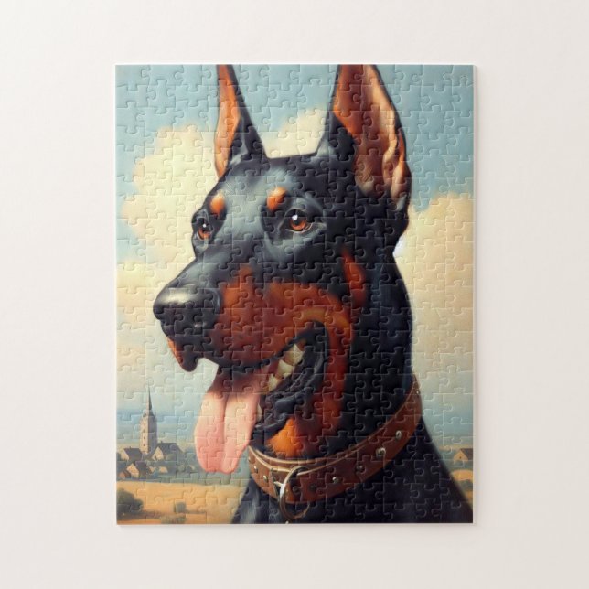 Puzzle Pintura de Doberman Vintage (Vertical)
