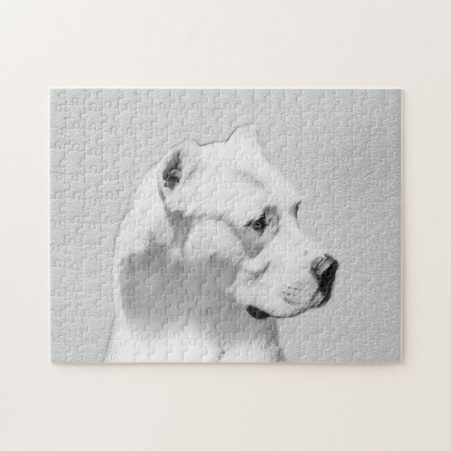 Puzzle Pintura de Dogo Argentino - Arte original del perr (Horizontal)