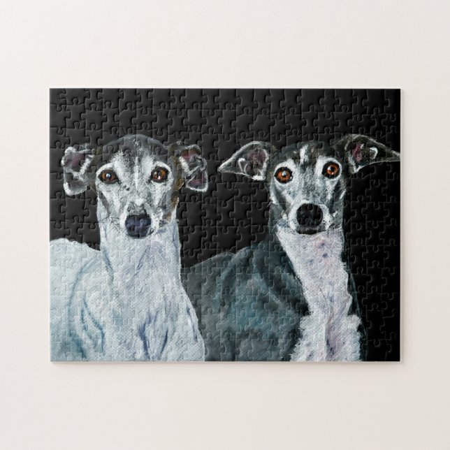 Puzzle Pintura de dos galgos italianos (Horizontal)