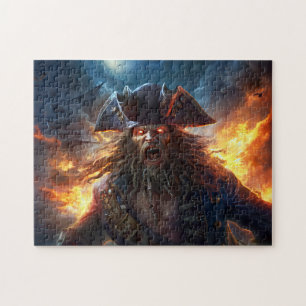 Puzzle Pintura de fantasía Pirata en llamas en escena de