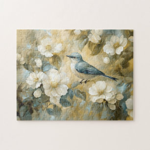Puzzle Pintura de Flores Blancas Cream Bluebird