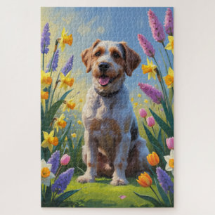 Puzzle Pintura de Flores de Primavera del Griffon de Punt