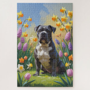 Puzzle Pintura de flores de primavera del perro Cane Cors