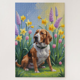 Puzzle Pintura de flores de primavera del Treeing Walker