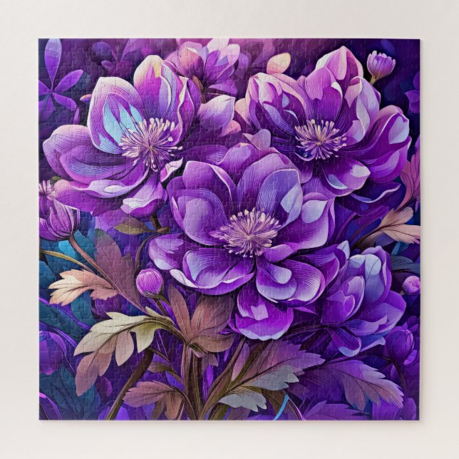 Puzzle Pintura de flores moradas (Vertical)