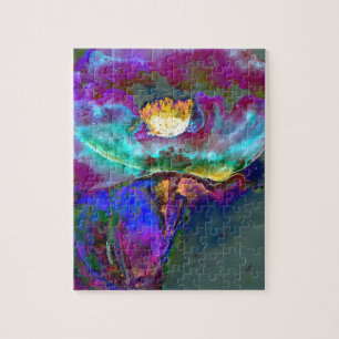 Puzzle Pintura de flores románticas elegantes púrpura y t