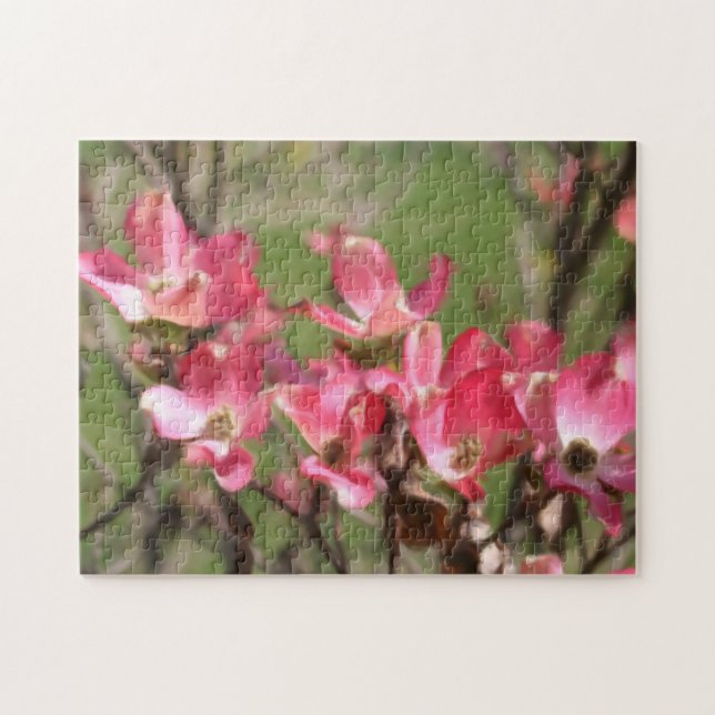 Puzzle Pintura de fotos de flores rosadas de dogwood (Horizontal)