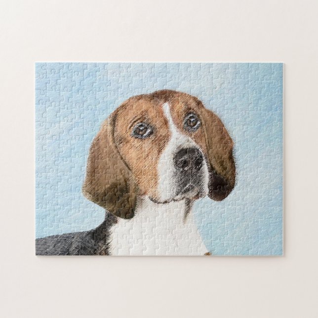 Puzzle Pintura de Foxhound inglesa - Arte Perro Original  (Horizontal)
