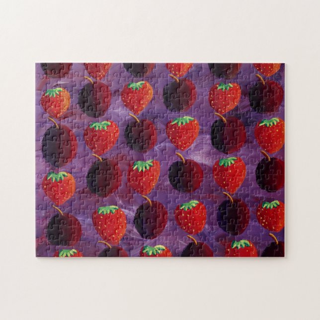 Puzzle Pintura de fresas y ciruelas (Horizontal)