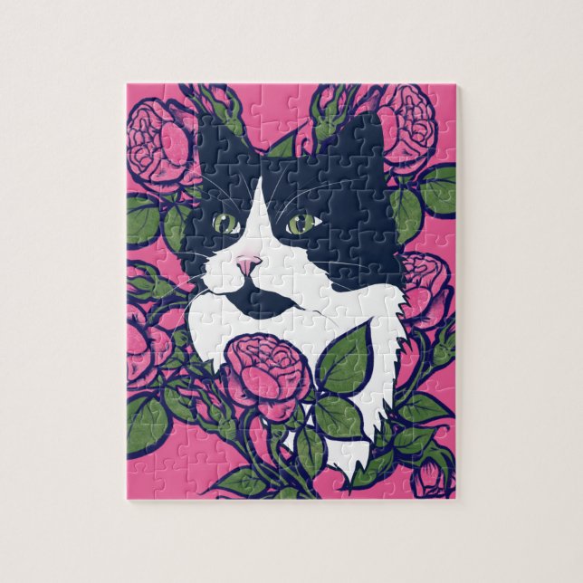 Puzzle Pintura de gato de Tuxedo (Vertical)