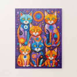 Puzzle Pintura de gatos geométricos abstractos