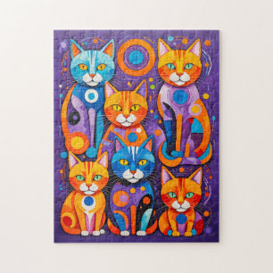 Puzzle Pintura de gatos geométricos abstractos