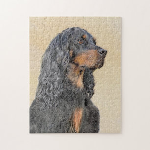 Puzzle Pintura de Gordon Setter - Arte de Perro Original.