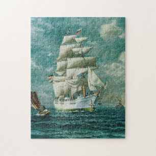 Puzzle Pintura de gran barco blanco de vela (1895)