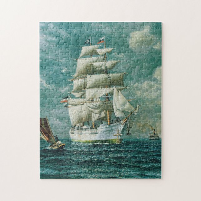 Puzzle Pintura de gran barco blanco de vela (1895) (Vertical)
