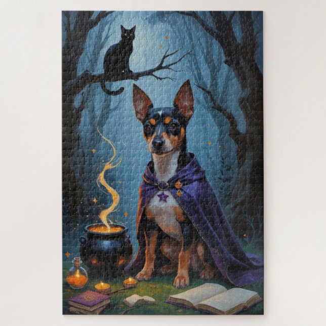 Puzzle Pintura de Halloween de Affenpinscher Dog (Vertical)