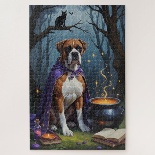 Puzzle Pintura de Halloween de Boxer Dog (Vertical)