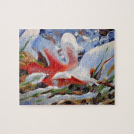 Puzzle Pintura de hoja de roble congelada / Artista Larry