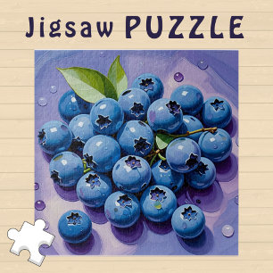Puzzle Pintura de hojas verdes Juicy Blueberries -