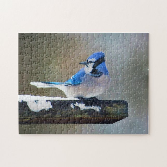 Puzzle Pintura de Jay azul - Arte de pájaro original (Horizontal)