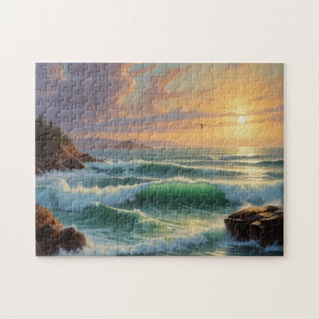Puzzle Pintura de la capa marina de sol (Horizontal)