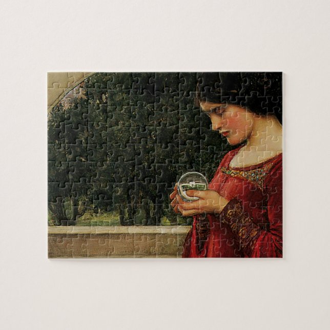 Puzzle Pintura de la casa de agua de Crystal Ball Woman (Horizontal)