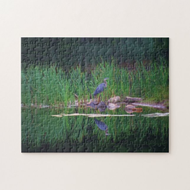 Puzzle Pintura de la foto natural de la garza azul (Horizontal)